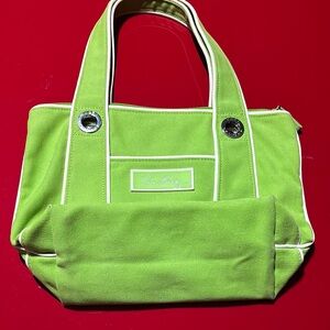 Vera Bradley Green Tote Bag with Silver Accents